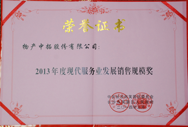 公司榮獲“現(xiàn)代服務(wù)業(yè)發(fā)展規(guī)模銷售獎(jiǎng)"